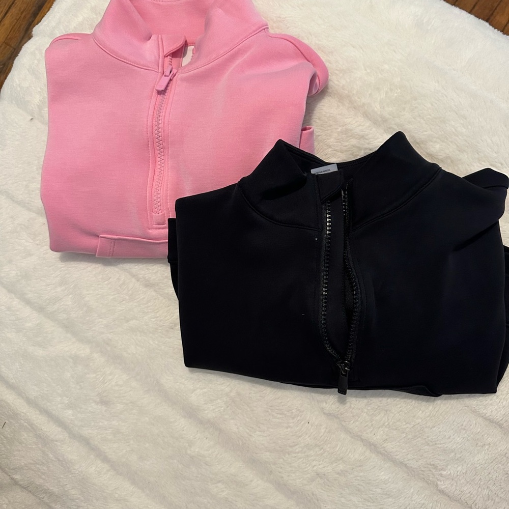 Pink and Black Half-Zip Sweatshirts